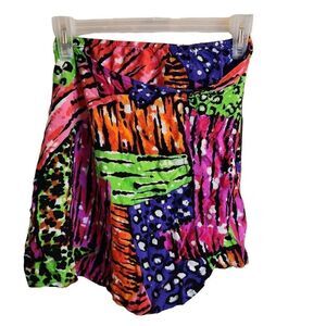 Vintage Harbour Casuals 80s Small Floral Wrap Swim Vibrant Skirt Cover Up